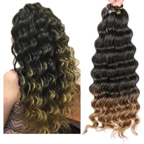 Hywamply 20" Ocean Wave Hair Bulk Crochet Twist Hair Extensions 80g/pack Synthetic Deep Curly Bundle Lulutress Crochet Hair