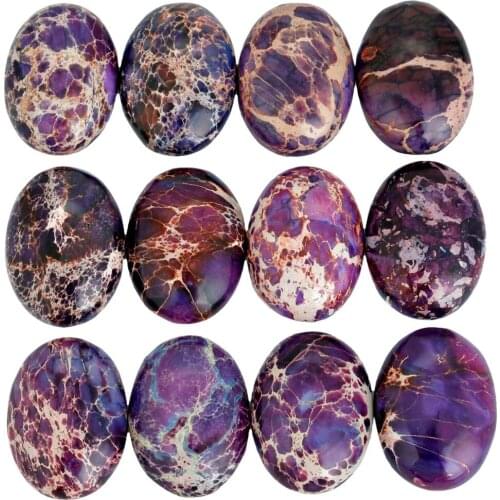 TUMBEELLUWA 1Lot (5Pcs) 22x30mm Purple Sea Sediment Jasper Oval CAB Cabochon Flatback Stone for Jewelry Making