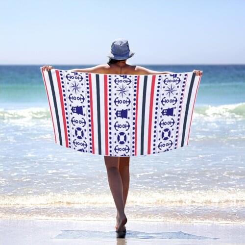 Classic Sailor Pattern Beach Towel Spa Bathrobes Outdoor Pool Colorful Microfiber Fast Drying Swim Towel Blanket 70x150cm