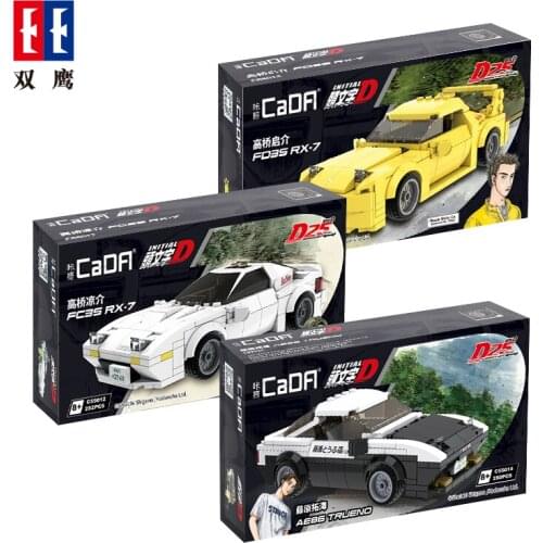 CaDA Super Racing speed Car INITIAL D AE86 FD3S FC35 Drift Mazda Toyota Creator Technology Building Blocks Bricks Toys gifts