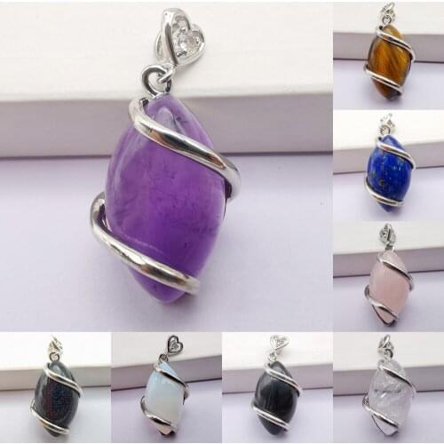 Tigereye Crystal Lapis Opal Blue Sandstone Stone Bead GEM Horse Eye Pendant Jewelry