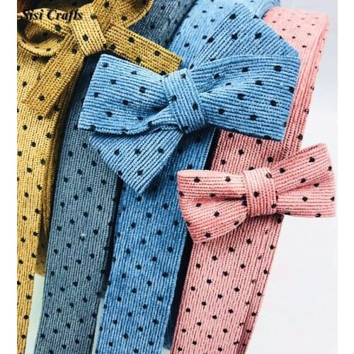 Sisi Crafts Layering Fabric Tape 10 25 50mm Black Dots Ribbon Stripe Corduroy Bias DIY Hair Bow Tie Collar Handmade Accessory 1M