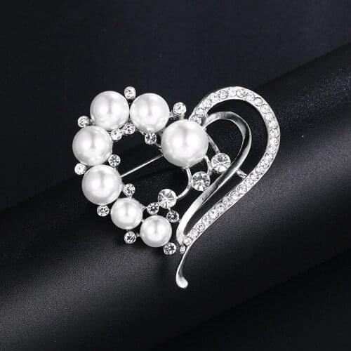 Fashion Imitation Pearl Rhinestone Crystal Flower Brooches For Women Wedding Bridal Party Bouquet Brooch Pin Jewelry Accessories
