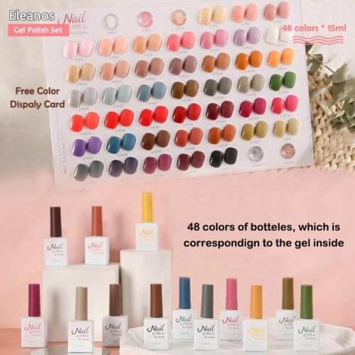 Eleanos 48 Fashion Color Gel Polish Varnish With 48 Different Bottles For Nail Art Design Nail Gel Nail Salon Used Nail Gel Kit