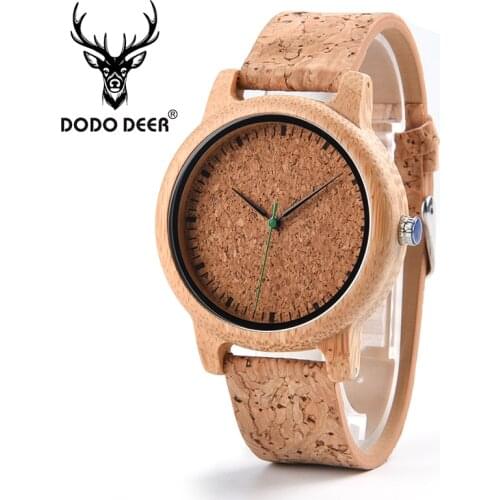 DODO DEER Bamboo Watches Mens 2020 Soft Leather Dial Simple Fashion Quartz Man Wristwatch часы мужские Wholesale OEM in GIft Box