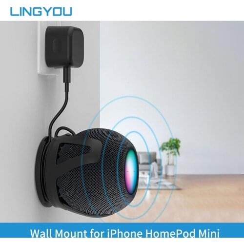 LINGYOU Outlet Wall Mount Bracket For Homepod Mini Sturdy Speaker Holder Space-Saving Stand with Cable Management Without Messy