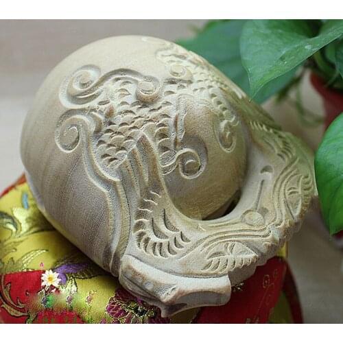 Natural wood buddism Taoism wooden fish muyu multiplier handmade carving Buddhist Taiwan aged camphorwood carved wood