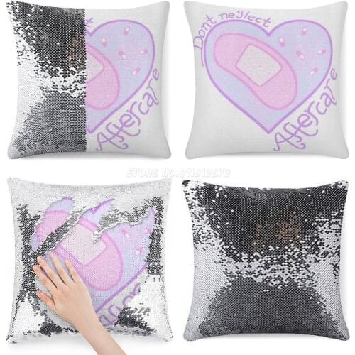 Don't Neglect Aftercare Band-Aid Heart Sequin Pillowcase Throw Pillow Cover for Sofa 40X40cm Mermaid Aftercare Ddlg Bdsm Mdlg Ab