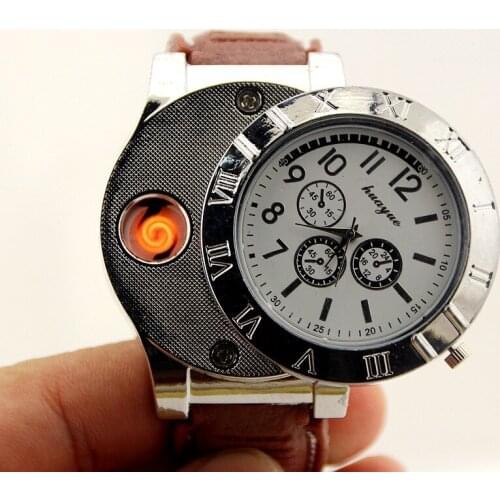 Unusual Watch USB Plasma Lighter Windproof Retro Metal Electric Lighters Smoking Funny Cool Gift