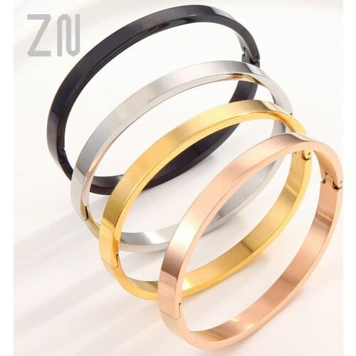 ZN New 6MM Titanium Steel Cuff Bracelets Bangles For Women Fashion Jewelry Charm Jewelry Accessories Screw Stylish Classic