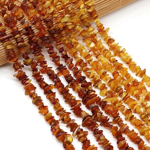 40cm New Natural Irregular Yellow Amber Red Ambers Stone Beads for Women Bracelet Necklace Jewelry Accessories Size 3x5-4x6mm