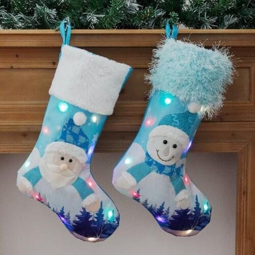 New Christmas Tree Night Light Luminous Lights Large Christmas Socks Gift Bag Candy Bag Xmas DIY Bedroom Decoration