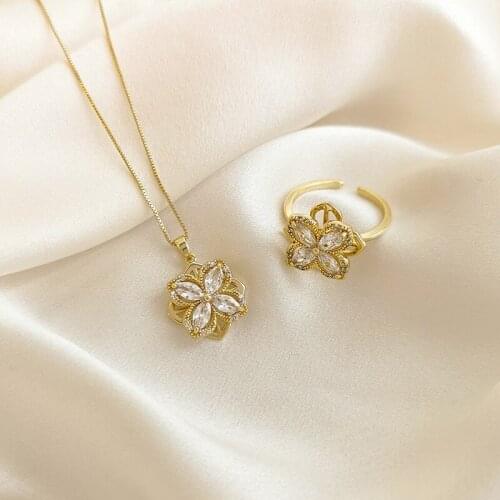 Origin Summer Exquisite Rotatable Windmill Pendant Necklace for Women Holiday Rhinestone Gold Color Metallic Earring Jewelry