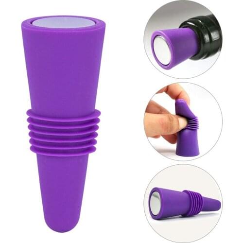 Food Silicone Stainless Steel Cork Leak Proof Conical Red Wine Cork Kitchen Beer Drink Seasoning Cork Sealing Cork