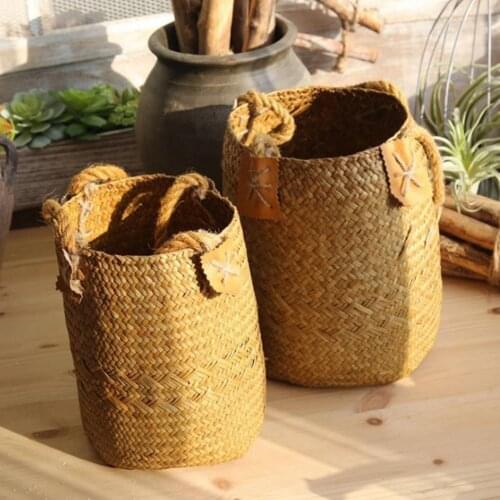Willow Woven Basket Plant Rattan Box Sundries Organizer Desktop Container Holder Flowerpot Storage Basket Home Decor