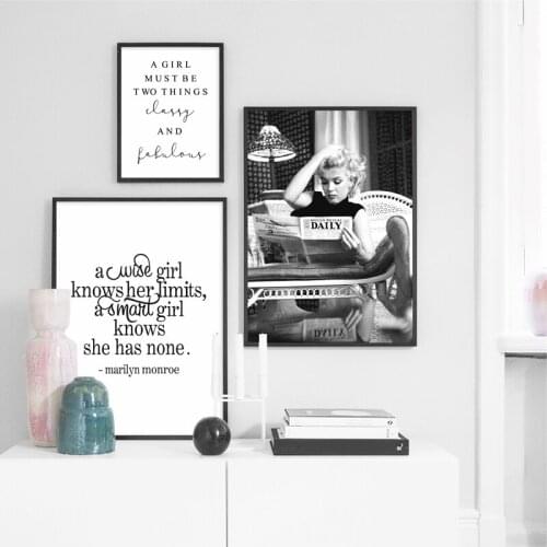 Monroe Canvas Art Prints And Poster Black And White Daily Movie Poster Painting Wall Pictures Living Room Decor
