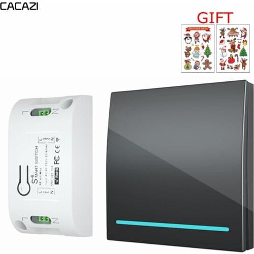 CACAZI Home Wall Panel Wireless smart push Switch Light button 433Mhz RF Remote Control Receiver AC 90-250V Bedroom Ceiling Lamp