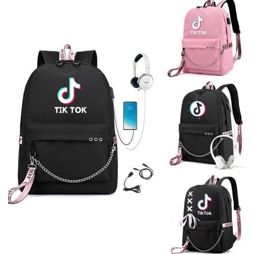 Tik Tok Backpack Student USB Charging Children School Bag Breathable Big Capacity Waterproof Teenager Student Laptop Backpacks