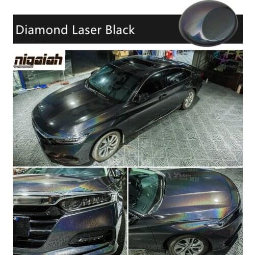 Premium bright body 1.52x18M Diamond Laser Black Self-adhesive packaging stickers without bubbles Car Wrap Vinyl