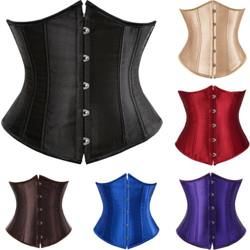 Women Gothic Underbust Corset and Waist Cincher Bustiers Top Workout Shape Body Belt Sexy Lingerie Corsets Top Plus Size S-6XL