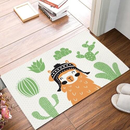 Cute Lama Cactus Doormats For Entrance Way Bathroom Accessories Set Dirt Debris Mud Trapper Boot Shoes Scraper Bath Shower Tub