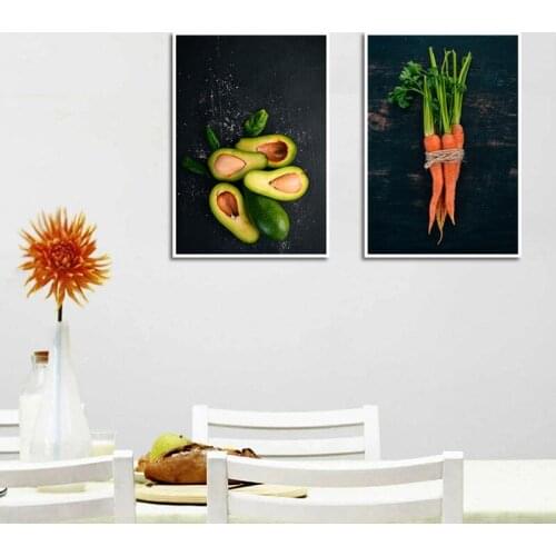 Modern Abstract Wall Art Carrot Avocado Paintings Nordic Fruit Vegetable Canvas Posters Prints Living Room Kitchen Decoration