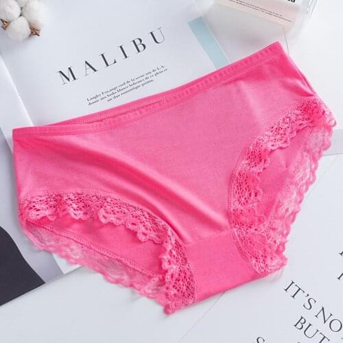 TJ-TingJun Womens briefs Sexy Lace Panties Lady Traceless light and breathable Modal cotton shorts Girl middle waist Underwear