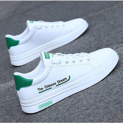 Spring Breathable White Shoes Mens Leisure Sports Shoes Korean Style Trendy Joker Student Board Shoes White Leather Shoes Men