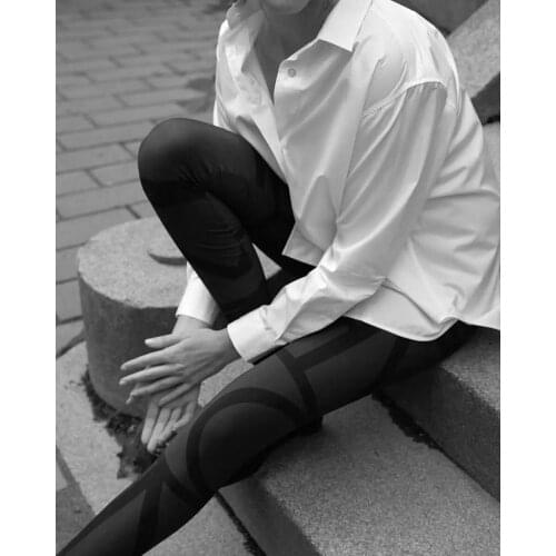 Woman Oversized Capri shirt blue WHITE Chamomile Cotton TOP loose fit curved hem Embroidered monogram LOGO