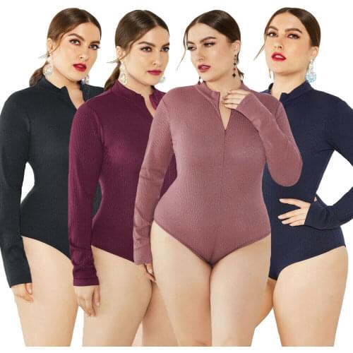 Women Long Sleeve Bodysuit Stretch Leotard Body Top Blouse Knit Jumpsuit Romper