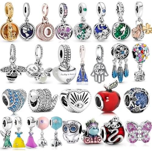 100% 925 sterling silver pendant mermaid Dangle Charm fit pandora bracelet zircon beads DIY jewelry accessories making for women