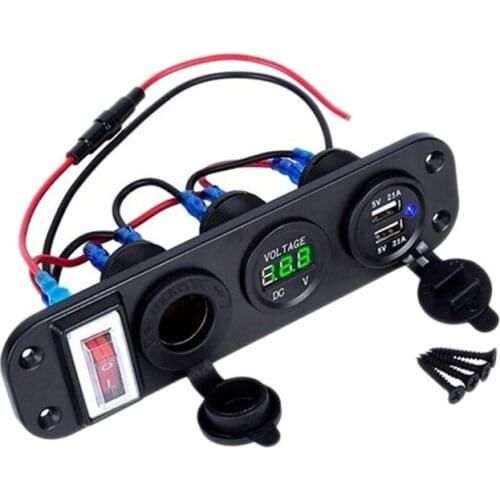4 in 1 Dual QC3.0 Power Charger C-Igarette Lighter Socket Digital Voltmeter with Rocker Switch&Smart Bluetooth Control