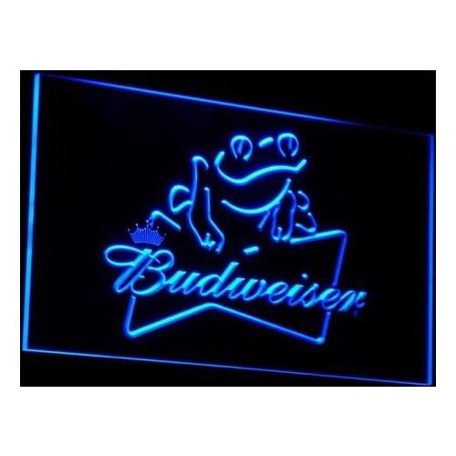 A032 Budweiser Frog Beer Bar Pub LED Neon Light Signs with On/Off Switch 20+ Colors 5 Sizes to choose