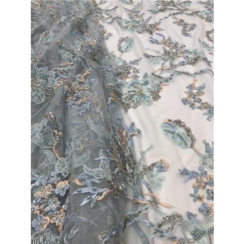 African Net Lace Fabric, High Quality Elegant Nigerian Wedding Lace Fabrics beads J-2186830 French Tulle lace