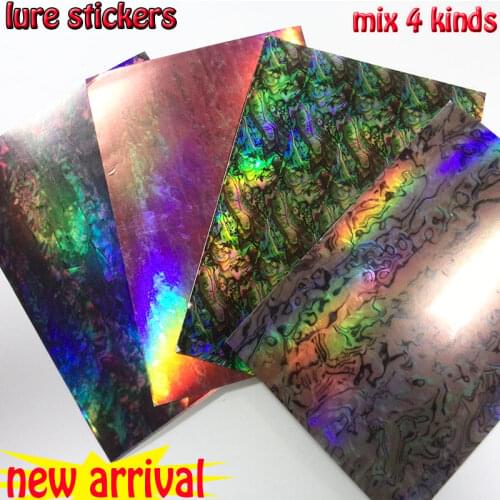 Big size 10CM*15CM MIX 4 kinds color lure stickers lure skin ,fish skin each color 2paper total 8pcs/lot