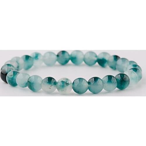 Amader New Natural Green&White Stone Beads Bracelet For Women Purple Energy Yoga Elastic Bracelets Men Jewelry Gift AB328