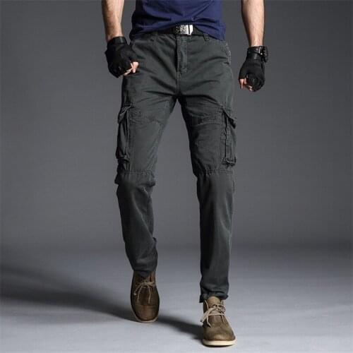 Mens Cargo Pants High Quality Spring Autumn Casual Mens Cotton Multi Pockets Trousers Men Long Pants Military New Arrival 18
