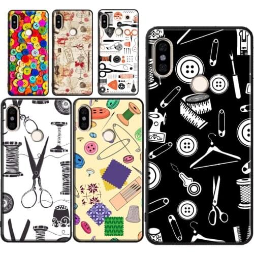 Sewing Scissors Buttons Phone Case For Xiaomi Redmi Note 10 9 8 Pro 8T 9S Note7 Cover For Redmi 9 9A 9C 9T 7A 8A