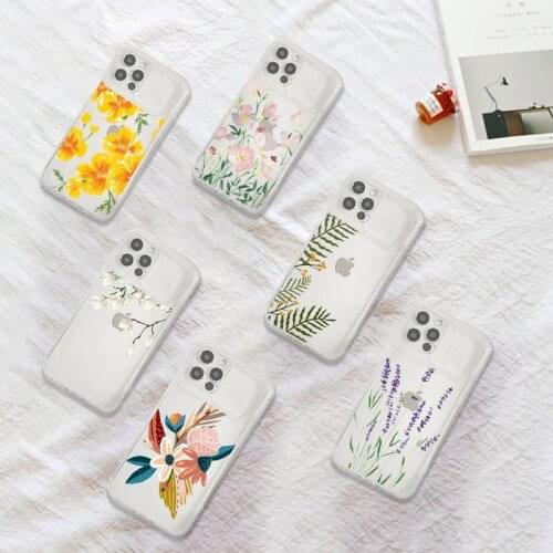 Beautiful flower art deisgn Phone Case Transparent for iPhone 7 8 11 12 se 2020 mini pro X XS XR MAX Plus