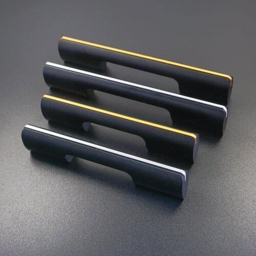 Black Cabinet Handles Modern Pulls for Drawer Dresser Wardobe Closet Aluminum Alloy Furniture Pull Handle Hardware 96mm