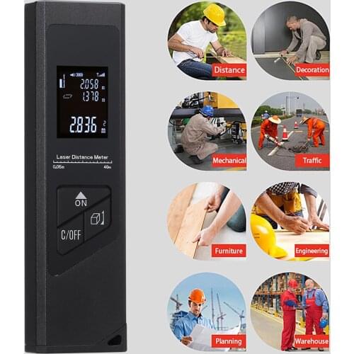 40M Rangefinder Aluminium Alloy Digital Mini Distance Measuring Meter Portable USB Charging Electronic Space Measurement Device