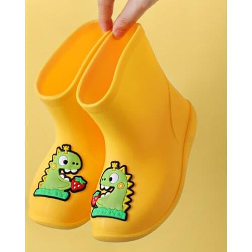 Childrens Non-slip and Waterproof Cute Dinosaur Rain Boots for Boys and Girls Soft Bottom Four Seasons Rain Boots Women