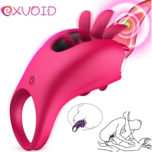 EXVOID Sucking Tongue Vibrator Oral Sex Toys for Women Penis Vibrating Ring Delay Ejaculation Breast Massager Clitoris Stimulate