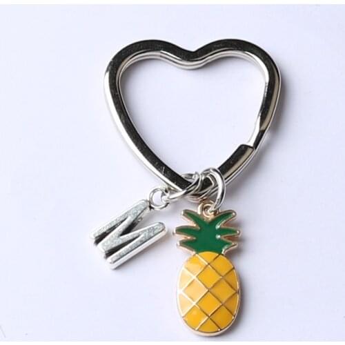 A-Z 26 Initial Letters Pineapple Keychain Custom Keyring Pineapple Jewelry Fruit Charms Best Friend Keychain Gifts