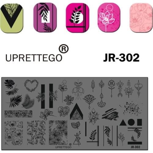 2020 Stainless Steel Stamping Plate Template Geometry Flowers Smoking Woman Lotus Flaminco Ukraine Pattern Nail Tool JR301-310