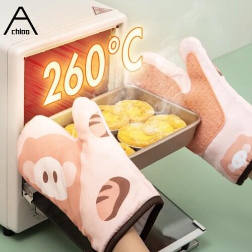 Kitchen Insulation Gloves Silicone Cooking Microwave Thickened Gloves Baking BBQ Oven Glove Kitchen Baking Tool