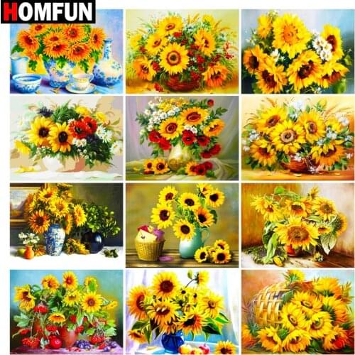 HOMFUN Rhinestone Painting Crystal Decor Diy Diamond Painting "Sunflower scenery" 3D Cross Stitch Pattern Diamond Embroidery