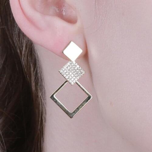 KIVN Womens Fashion Jewelry Geometric Drop Dangle Wedding Bridal CZ Cubic Zirconia Earrings Birthday Christmas Party Gifts