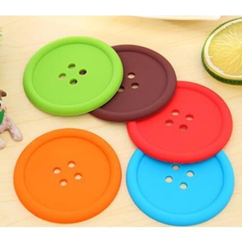Round Silicone Coasters Button Coasters Cup Mat Home Drink Placemat Tableware Coaster Cups Pads LX7599