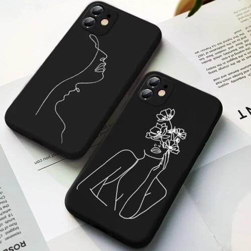 Abstract Sketch Lines Soft Silicone Cover Phone Case For iPhone 12 11 Pro MAX SE 2020 6s 7 8 Plus X Xs MAX XR Cases Luxury Coque